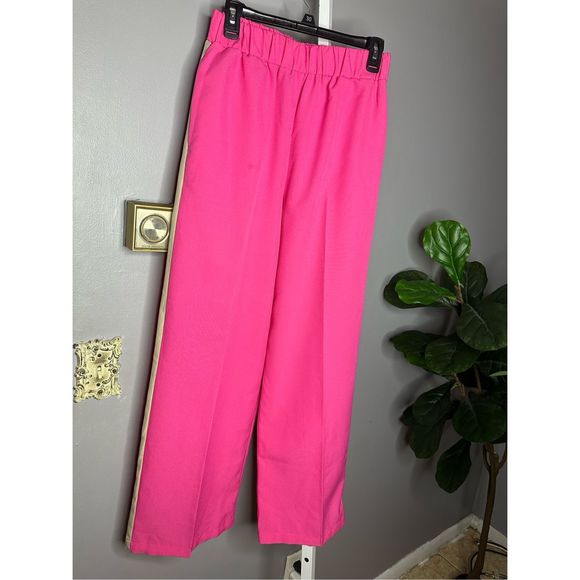 ASOS New Without Tag elastic waist side stripe pants in pink with stone stripe s - Picture 4 of 6